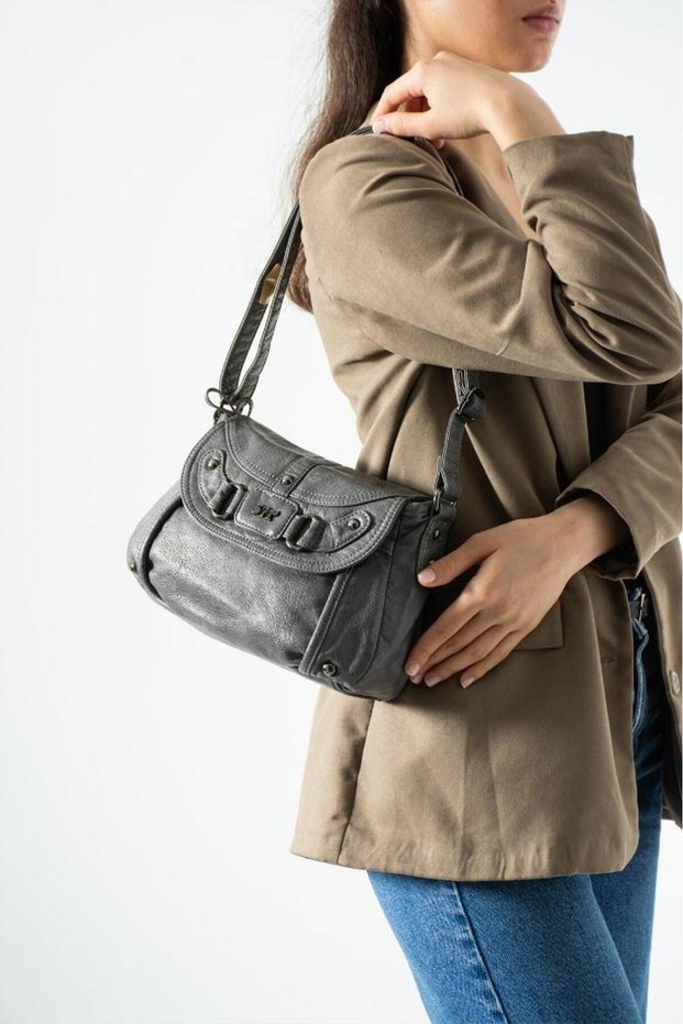 Washable Leather Daily Women's Messenger Bag Cross Strap Shoulder Bag Vegan Leather 26*20 cm Covered Model