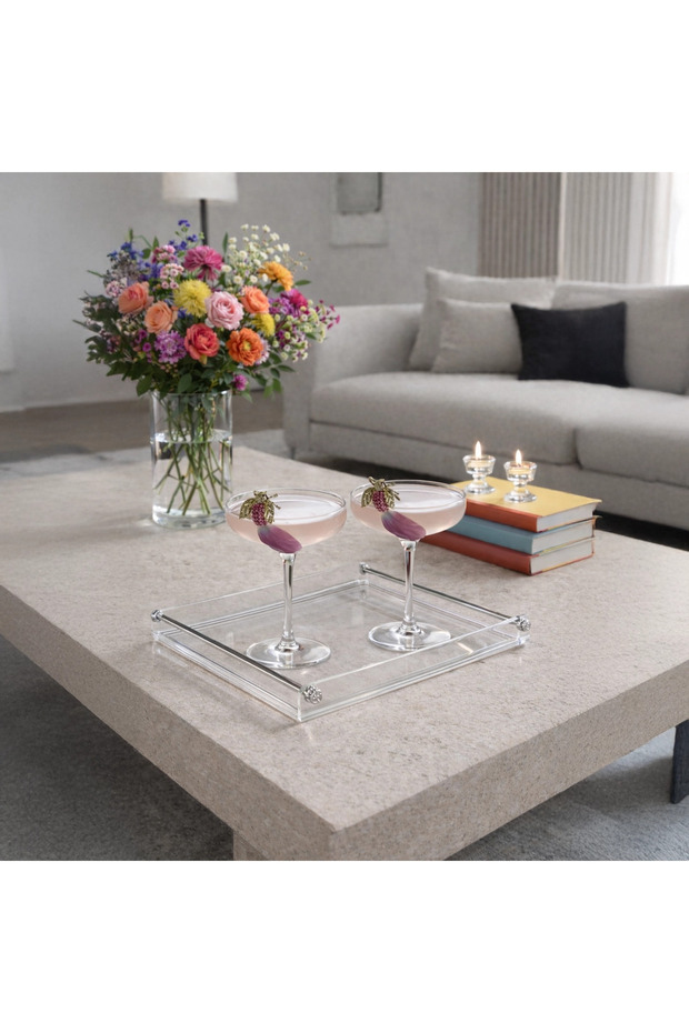 Transparent Plexiglass Tray 39X21 cm – Luxury Presentation & Serving Tray | Engagement Promise Coffee Tray