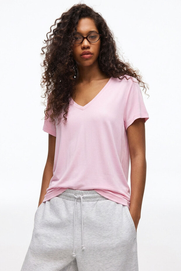 2 Pieces Front and Back V-Neck Basic T-Shirts - 2