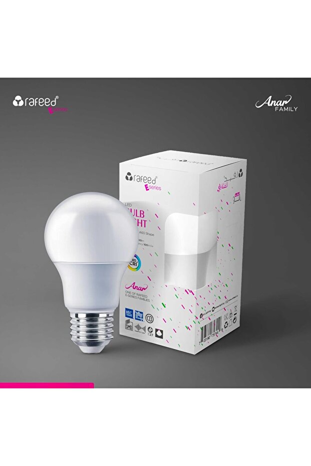 لمبة LED، 9 واط، ضوء أبيض، 6500 كلفن، قاعدة E27، غير قابلة للتعتيم