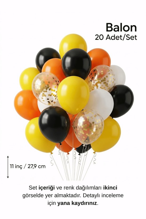 Yellow Black Construction Themed Balloon Set 20 Pieces Men's Birthday Party Decoration