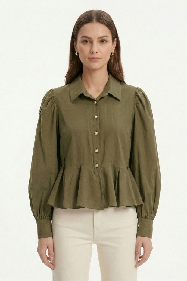Ada Tea Balloon Sleeve Flounce Blouse 0095