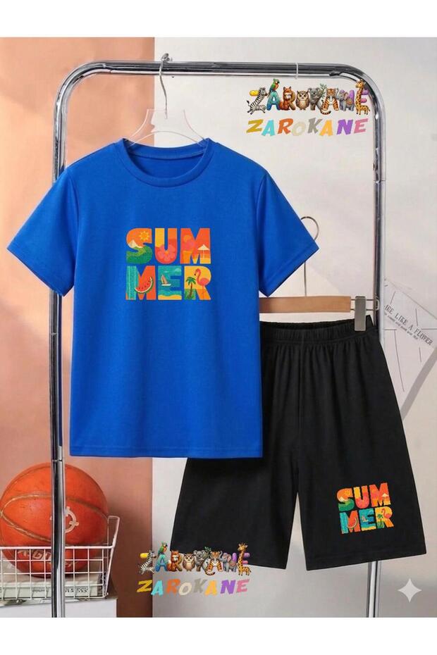 Summer Orange Printed Top and Shorts/T-Shirt Two-Piece Summer Kids' Set