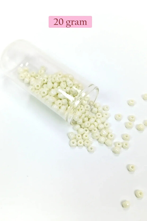 Bulky Glass Sand Beads Large Size (6/0) 4 mm - 20 Grams - Cream - Bnc071