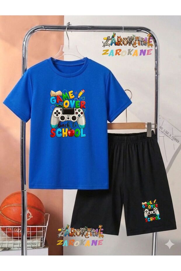 Game over School Printed Top and Shorts/T-Shirt Summer Children's Two-Piece Set