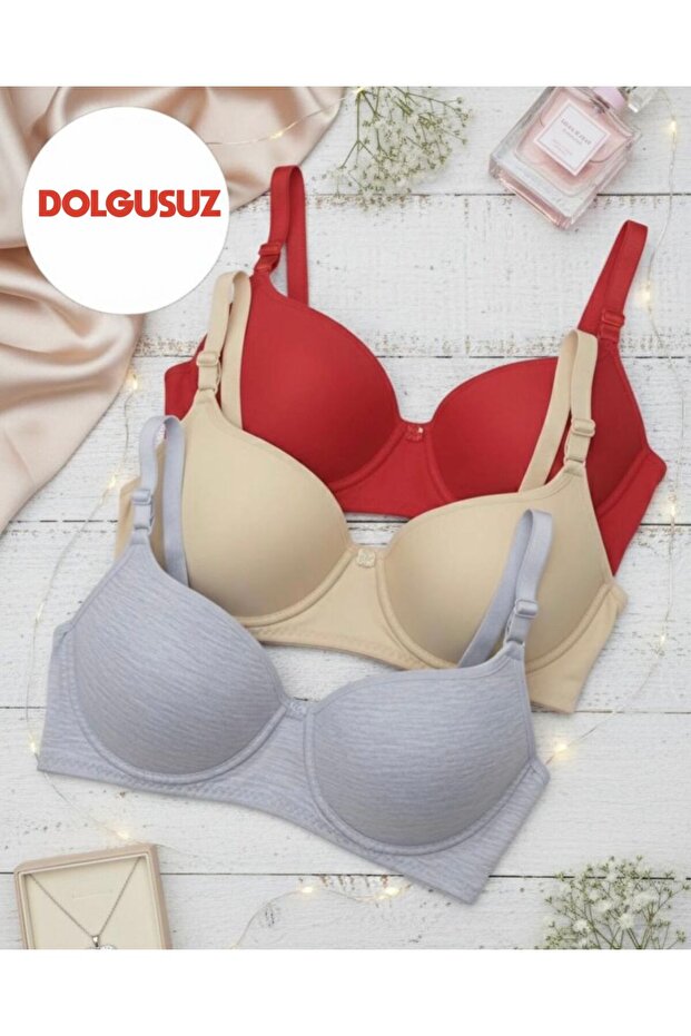 Tektaş Women's Non-Padded 3-Piece Bra with Underwire for Comfortable Daily Use