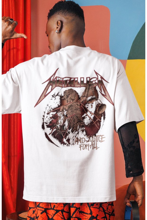 Metallica Rock Metal Music Band Back Printed Unisex Oversize T-Shirt