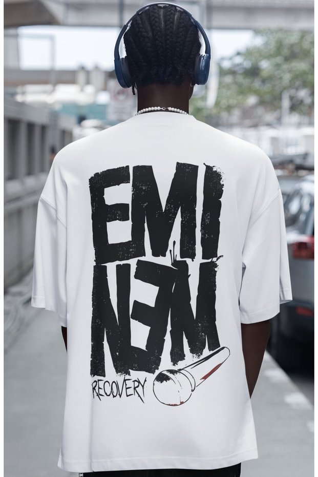 Eminem Recovery Rapper Singer Back Printed Unisex Oversize T-Shirt