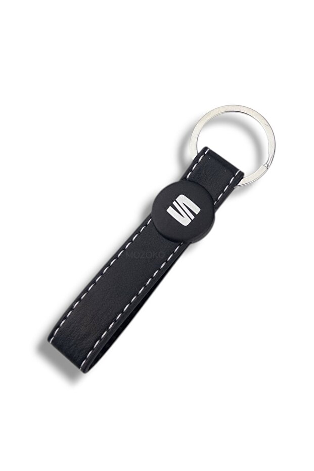 High Quality Black Leather Stylish Gift Car Keychain with Seat Logo