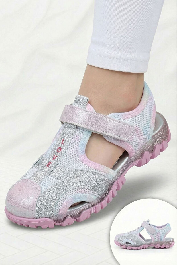 Girl's Baby Velcro Orthopedic Low Sole Closed Front Patterned Daily Summer Sandals
