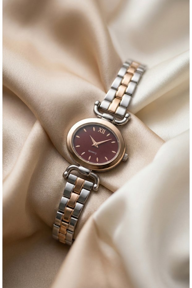 Verona Women's Steel Watch Gold & Silver Color Claret Dial Vintage Luxury | Elegant Women's Wristwatch 2026