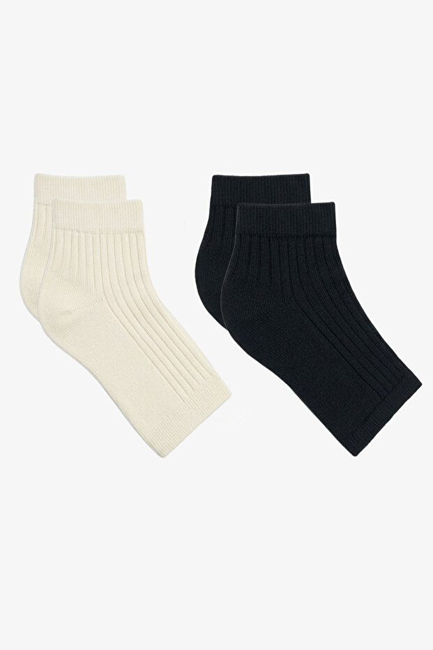 2 Pairs of Ribbed Toeless Women's Socks