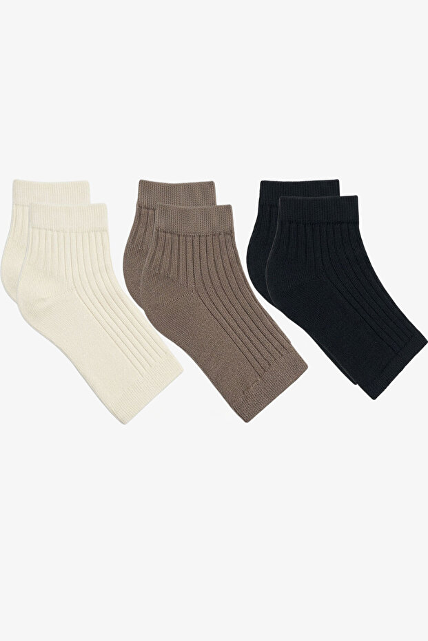 3 Pairs of Ribbed Toeless Women's Socks