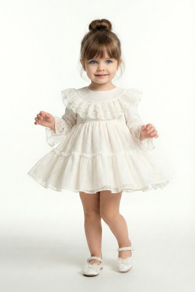 Baby Girl Dress Girls' Dress Birthday Party Wedding Special Occasion Long Sleeve Lined Dress