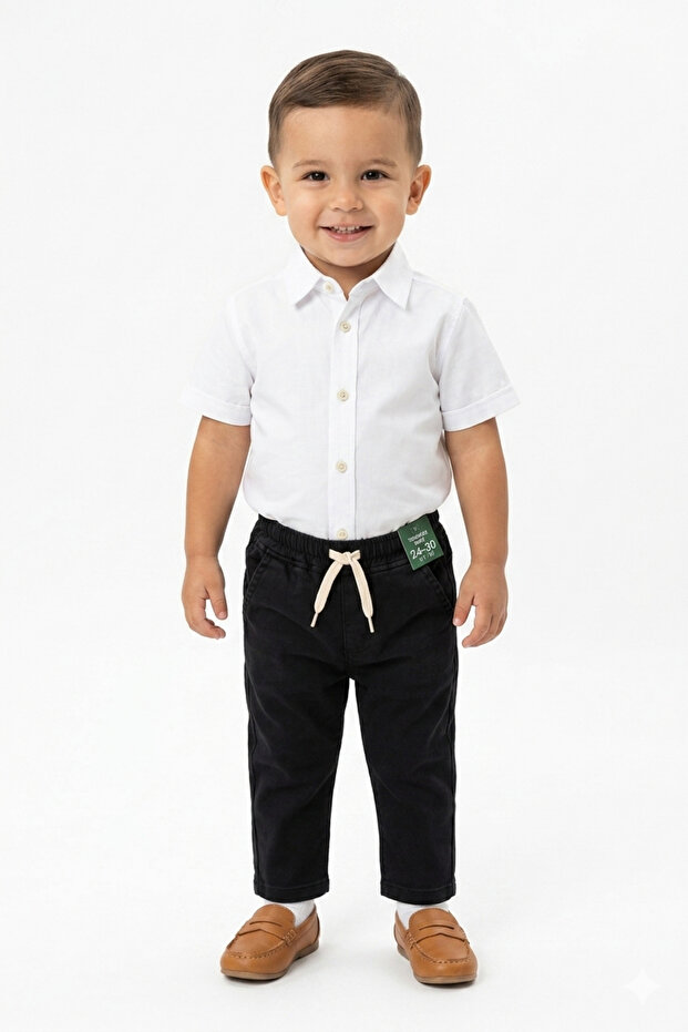 Baby Boy Black Ribbed Pants Lycra Cotton