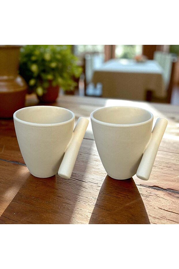 Slant Mugs – Set of 2 | 300 ml Stoneware Ceramic | Angled Handles | Gift Box Included | Handmade & Artisan-Crafted