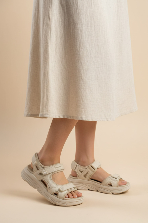 Gn-1475 Beige Women's Comfort Daily Sandals