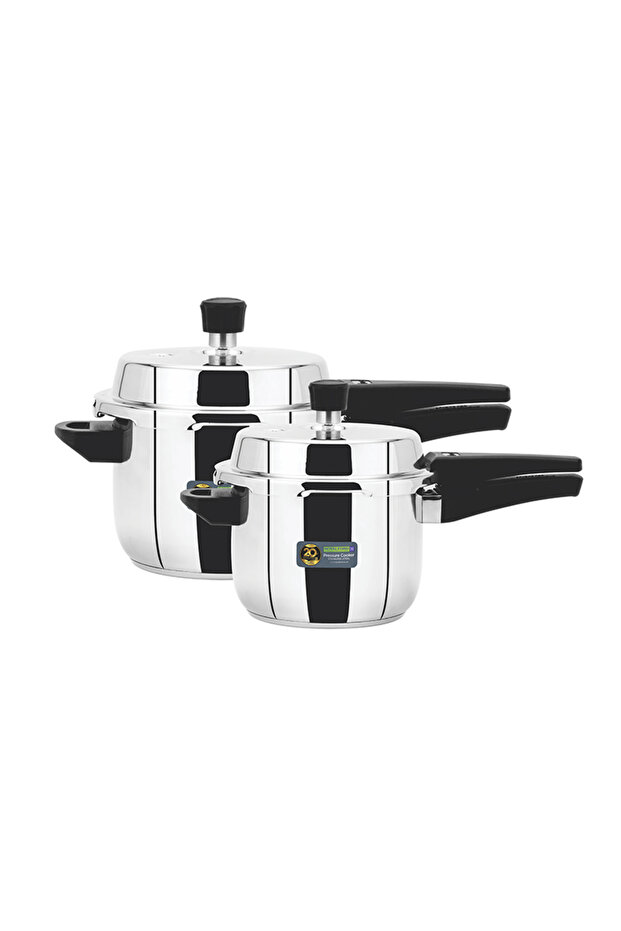 5+3liters Stainless Steel Pressure Cooker Combo RF13019 Durable Induction Base, Gas tops