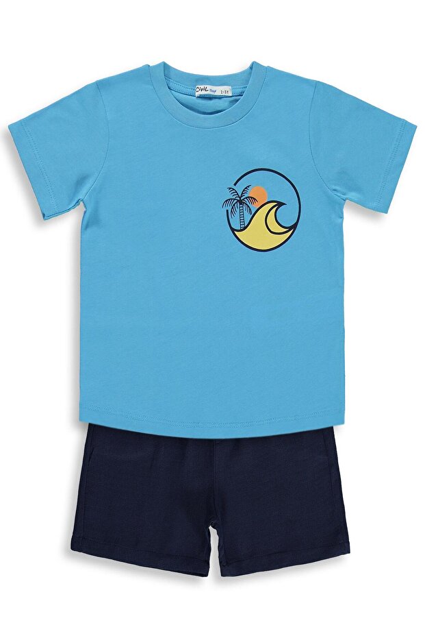 Sand Wave Printed Set for 2-5 Years - Blue