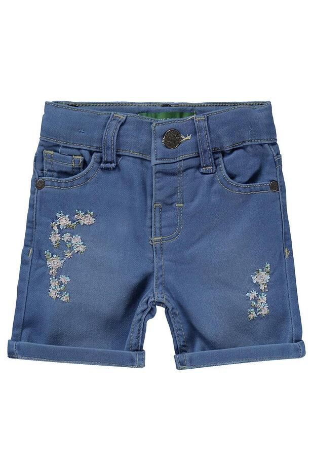 Floral Embroidered 6-24 Months Shorts - Blue