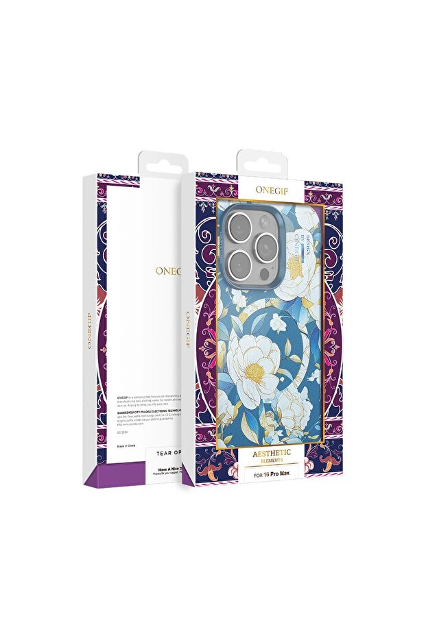 Onegif İphone 14 Pro Flower Series Magsafe Kapak - Siyah - 4