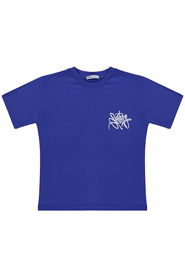 Skaters Printed T-Shirt for Ages 10-13 - Blue