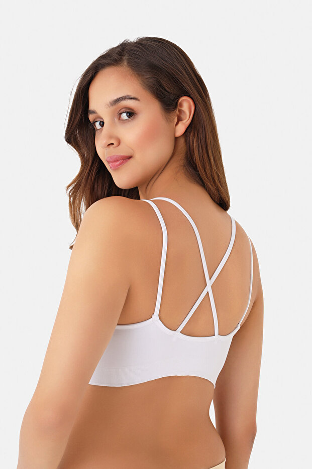 White Seamless Covered Bralette - 2