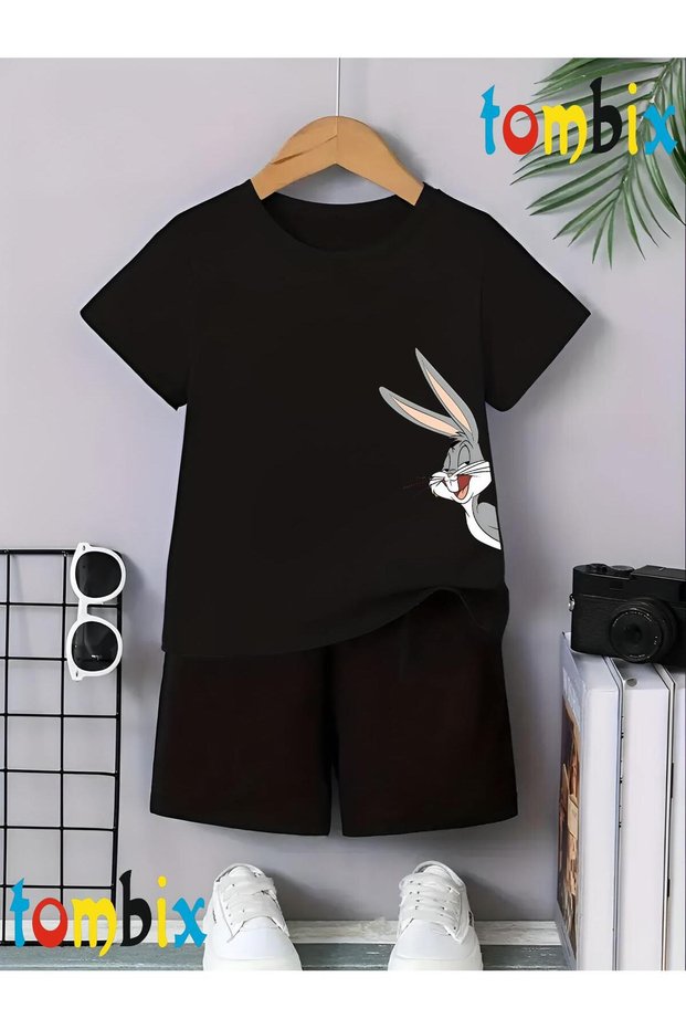 Yandan Rabbit Printed T-Shirt Shorts Summer Children's Set