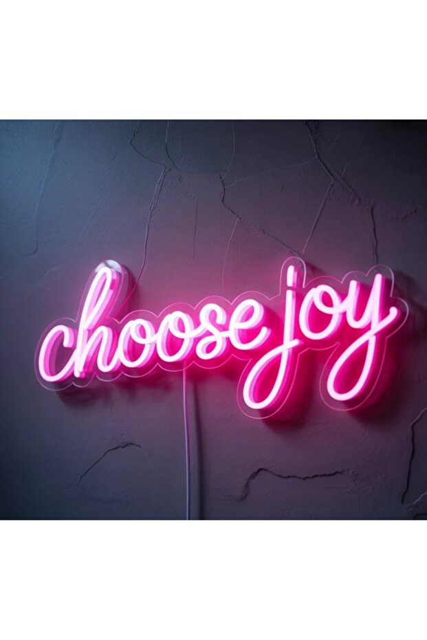 لافتة نيون LED من Choose Joy مقاس 20×39 سم بلون وردي مع قاعدة أكريليك 6 مم لتزيين الجدران