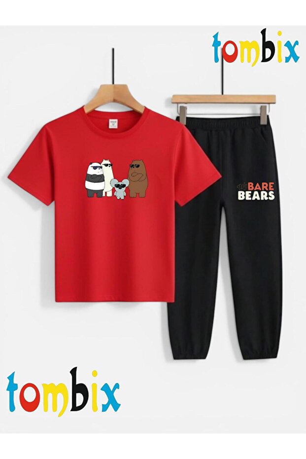 4Glasses Printed T-Shirt and Sweatpants (Sweatpants with Pockets) Children's Top and Bottom Set