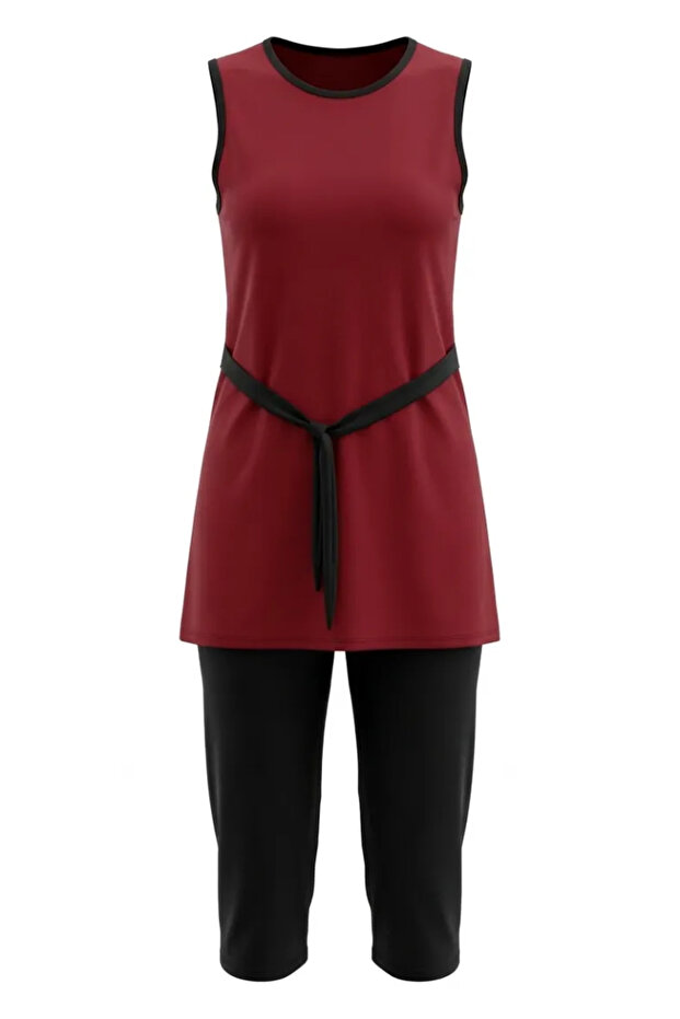 Quick-Drying Zero Sleeve Basic Swimsuit Set 2612-11 Tile - 1