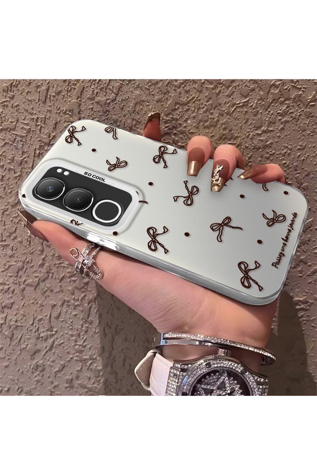 Vivo Y19S 4G/Y19S Pro Compatible High-Quality Brown Bow and Dot Printed Case
