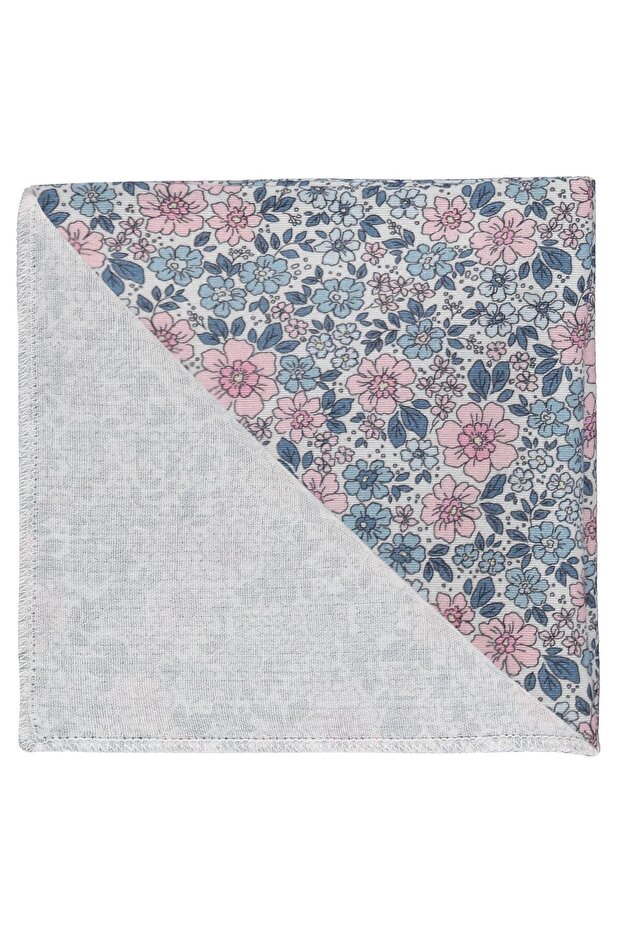 Floral Printed 75X75 cm Blanket - Ecru
