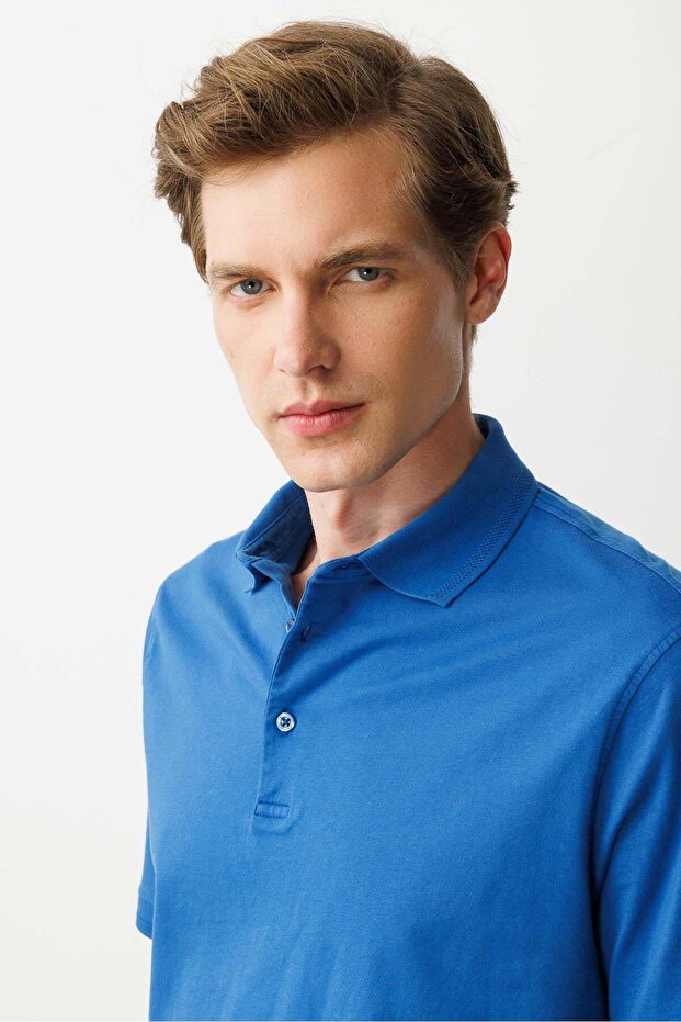 Men's Polo Neck T-Shirt Cobalt Blue