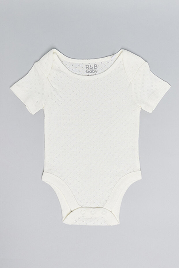 3 Pack Solid Bodysuits with Short Sleeves - 2