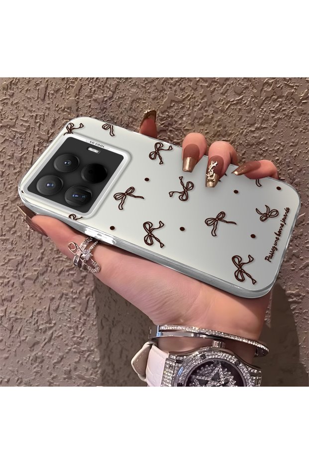 Mi 15t Pro Compatible High-Quality Brown Bow and Dot Printed Case