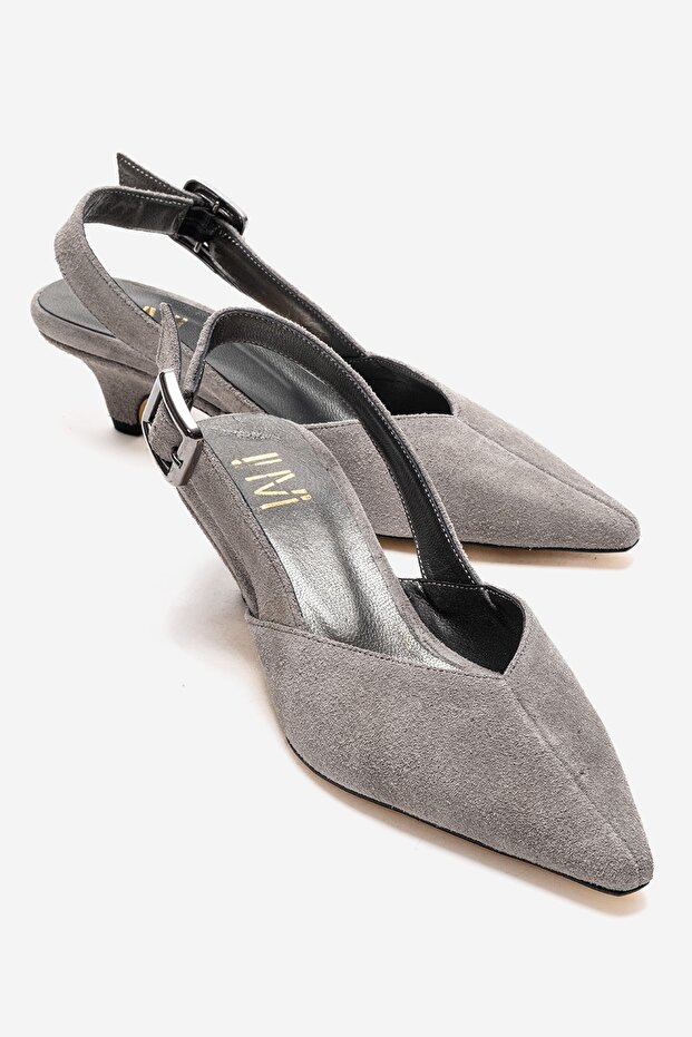 Dioris Gray Suede Genuine Leather Women's Low Heel Shoes