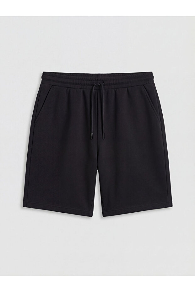 Black Elastic Waist Women's Shorts