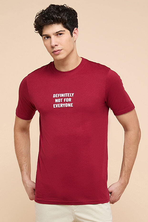 Typography Print T-Shirt with Crew Neck and Short Sleeves