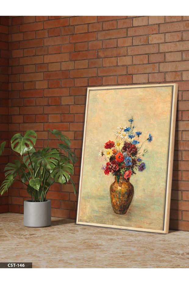 Flower in Vase One Piece Wooden Framed Painting