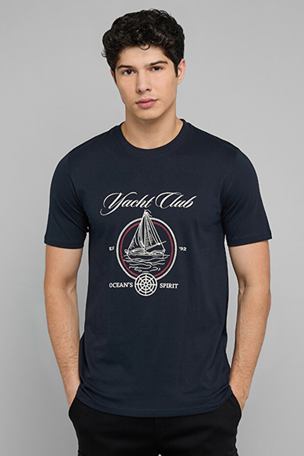 Printed T-Shirt with Crew Neck and Short Sleeves