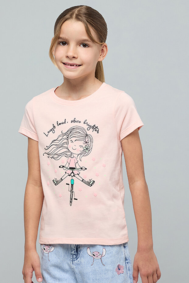 Printed T-Shirt with Crew Neck and Short Sleeves