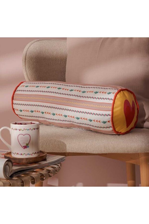 Soft Glow Cylinder Throw Pillow - Ecru - 17X47 cm