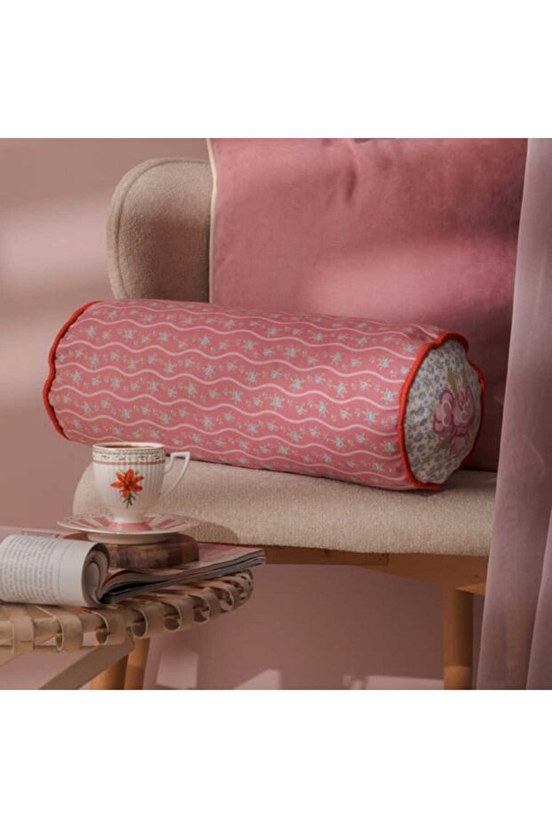 Soft Azur Cylinder Throw Pillow - Ecru - 17X47 cm