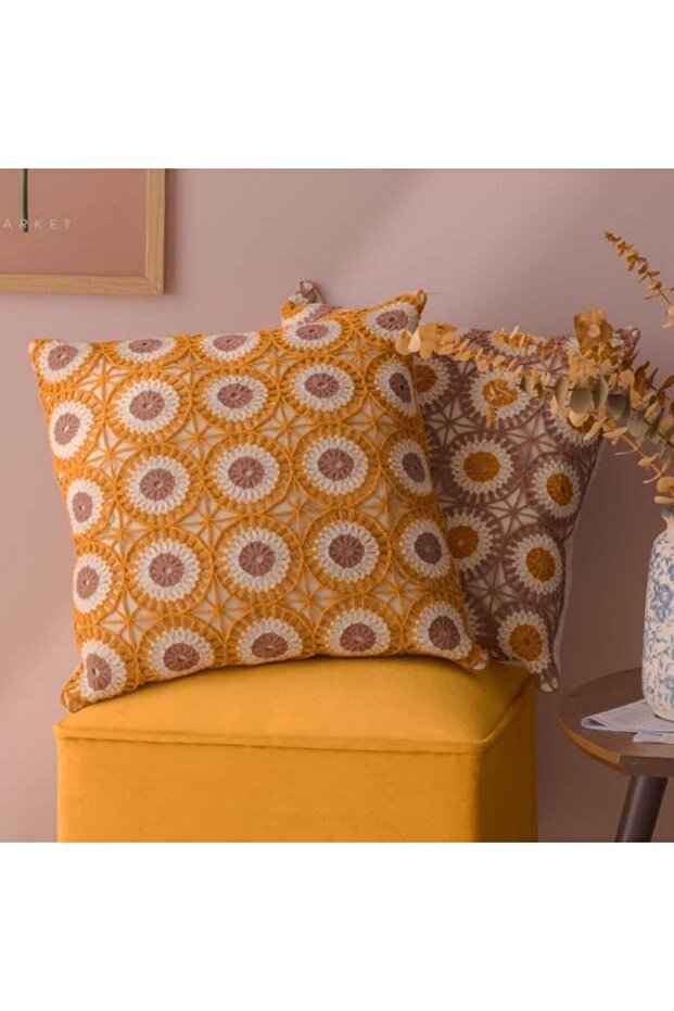 Soft Step Throw Pillow - Mustard - 40X40 cm