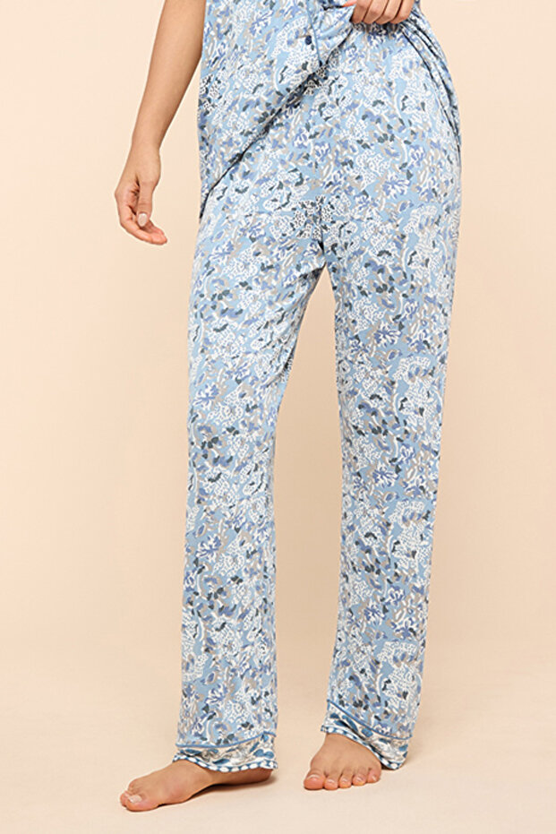Printed Lapel Collar Pyjama Set - 6