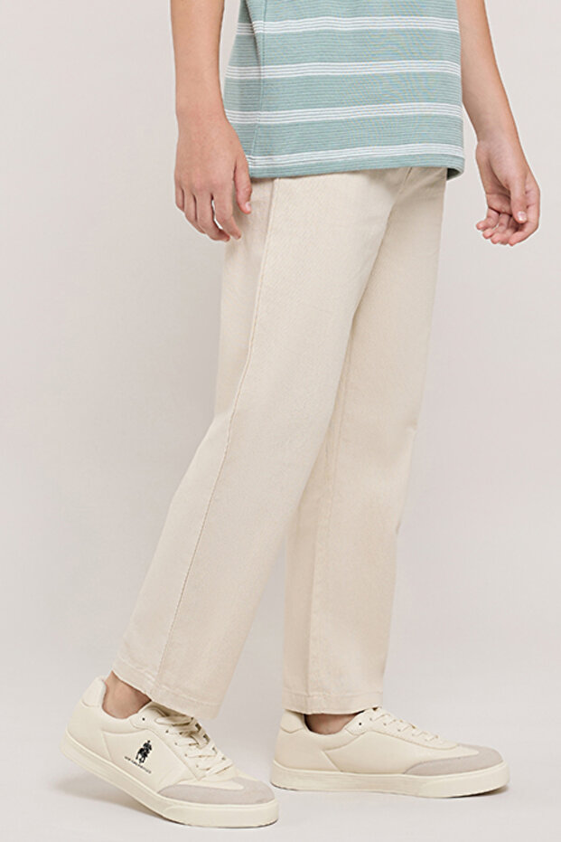 Solid Straight Fit Pants With Drawstring Waist - 4