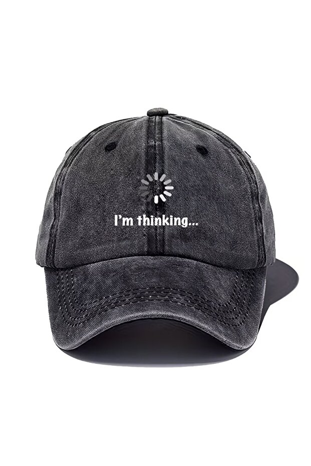 قبعة قابلة للغسل بتصميم عتيق مطبوع عليها I'm Thinking للجنسين