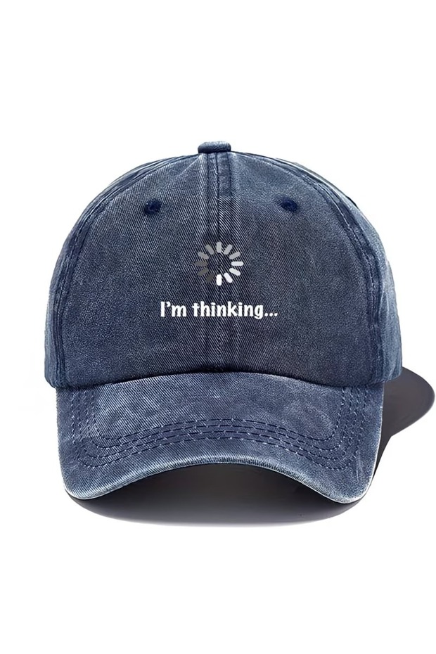 قبعة قابلة للغسل بتصميم عتيق مطبوع عليها I'm Thinking للجنسين