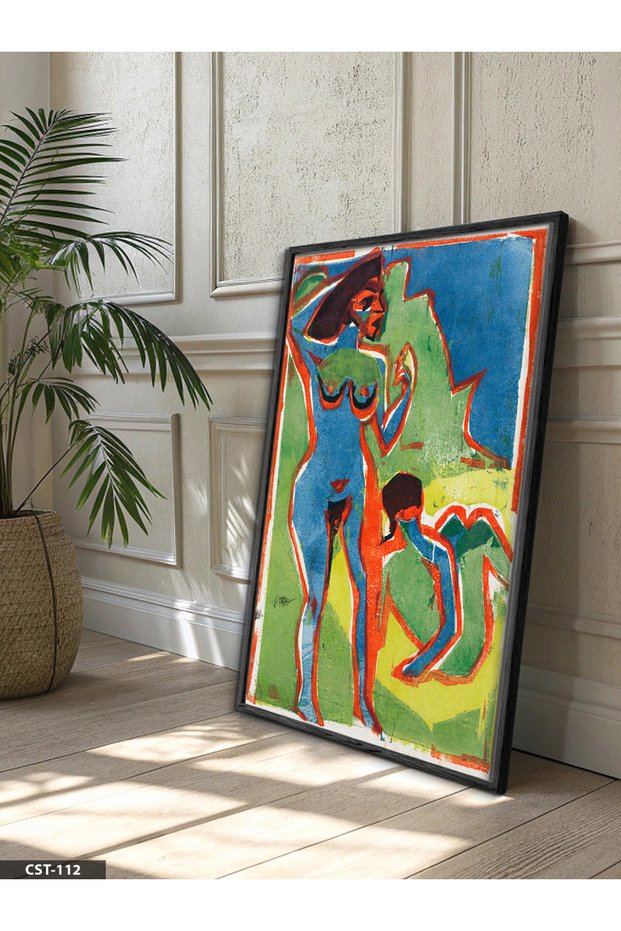 Colorful Figure One-Piece Black Wooden Framed Painting
